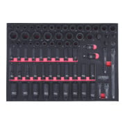 KS Tools Set di bussole elettriche 3/8"+1/2" SCS, 73pz. in modulo 1/1-3