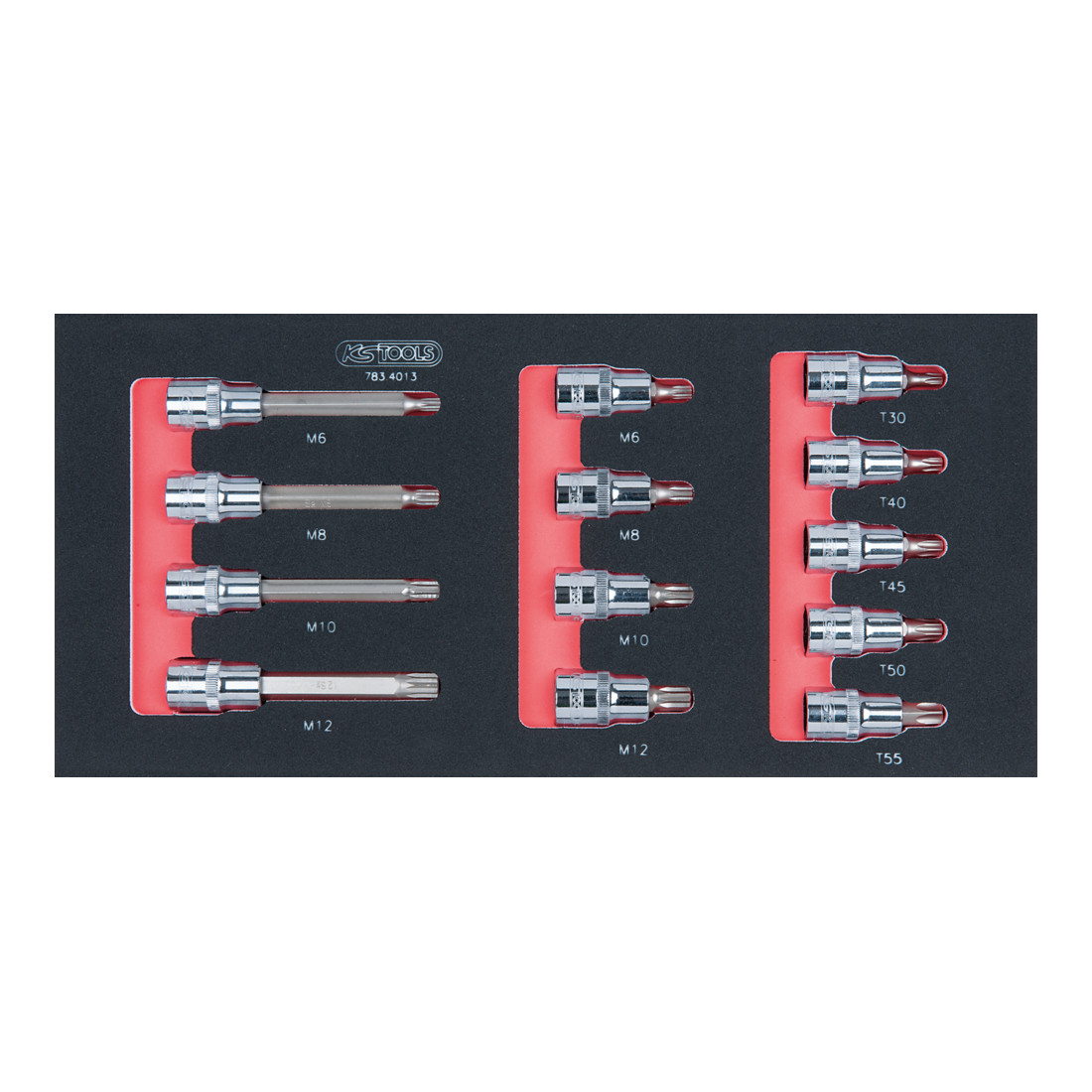 KS Tools Set di bussole per bit SCS CHROMEplus 1/2", TB e XZN, 13pz. in modulo 1/3