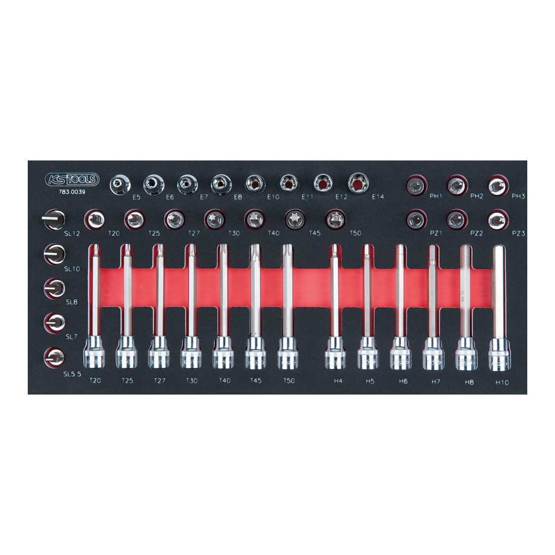 KS Tools Set di bussole per bit SCS CHROMEplus 3/8", 39pz. in modulo 1/3