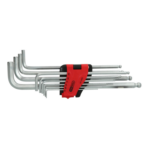 KS Tools Set di chiavette maschio a esagono incassato con testa sferoidale, XL, 10pz., in pollici