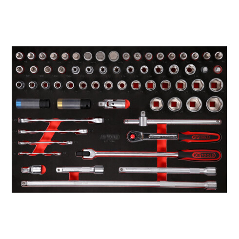 KS Tools Set di chiavi a bussola 1/2", con inserto di espanso, 66pz.