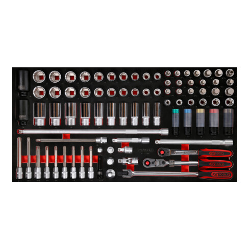 KS Tools Set di chiavi a bussola 1/2", con inserto di espanso, 85pz.