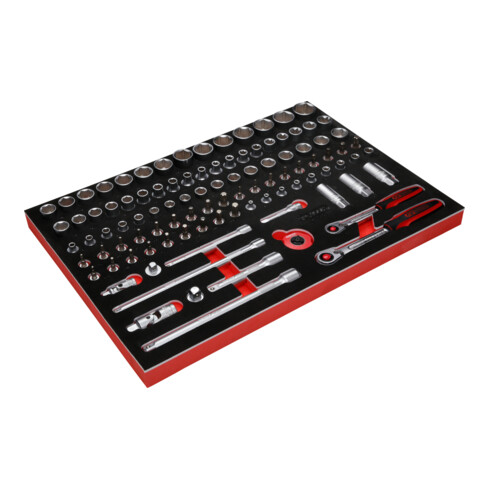 KS Tools Set di chiavi a bussola 3/8" + 1/2", con inserto di espanso, 101pz.