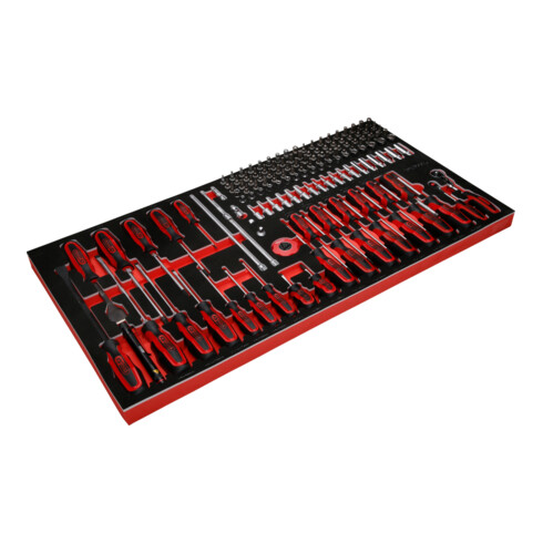 KS Tools Set di chiavi a bussola e cacciaviti 1/4", con inserto di espanso, 146pz.