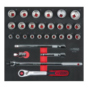 KS Tools Set di chiavi a bussola SCS CHROMEplus 1/2", 29pz. in modulo 2/3-1
