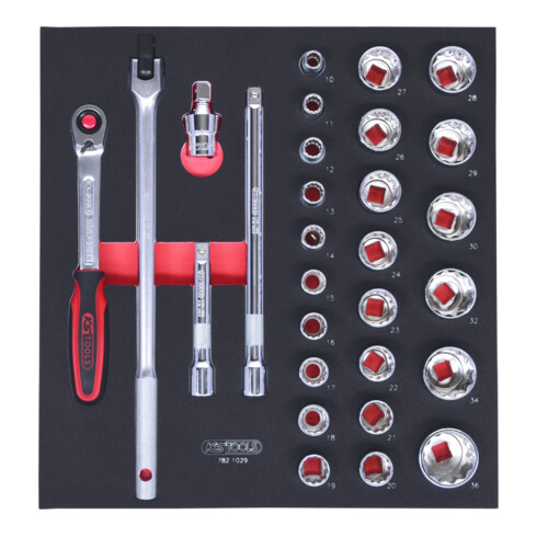 KS Tools Set di chiavi a bussola SCS CHROMEplus 1/2", 29pz. in modulo 2/3