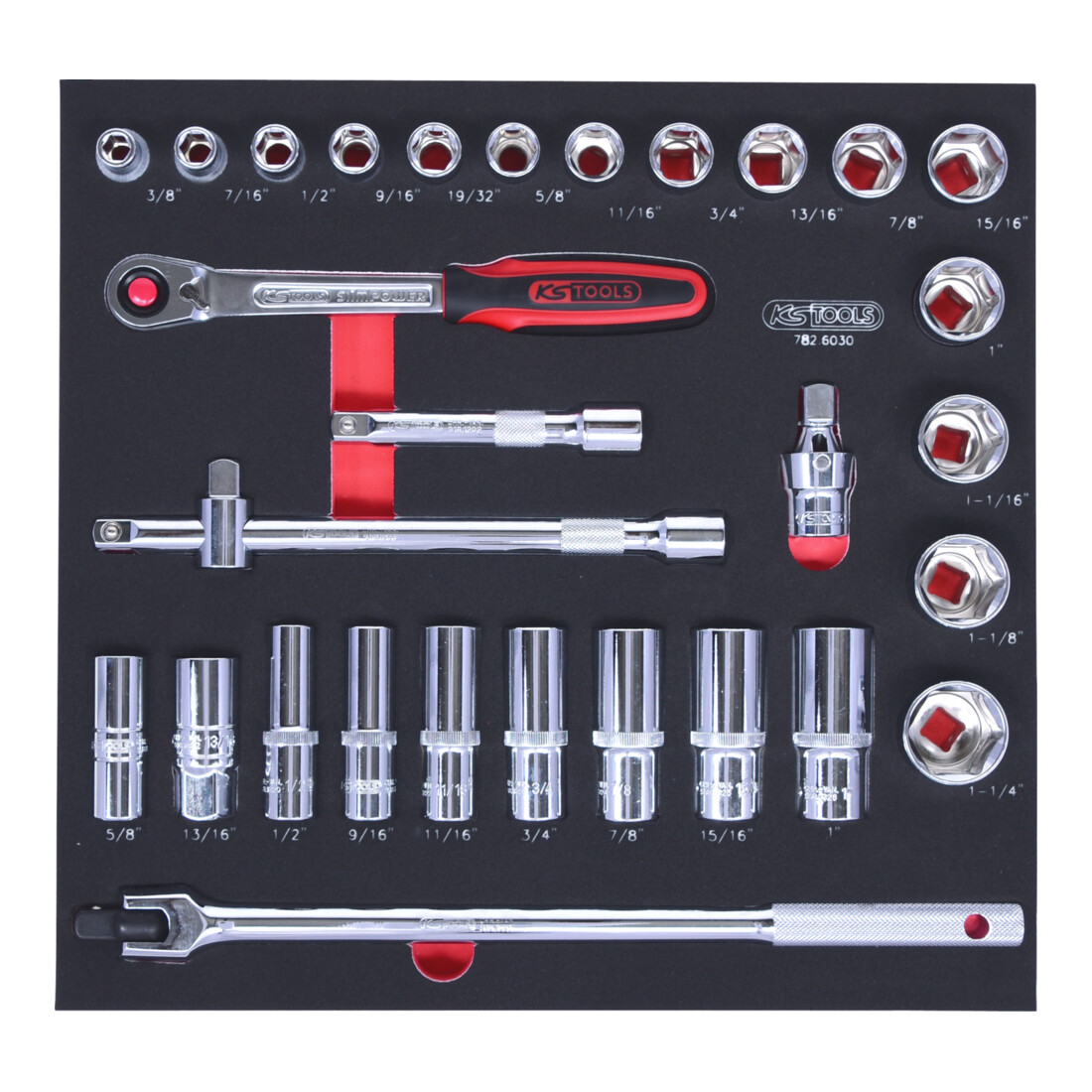 KS Tools Set di chiavi a bussola SCS CHROMEplus 1/2", 30pz. in modulo 2/3