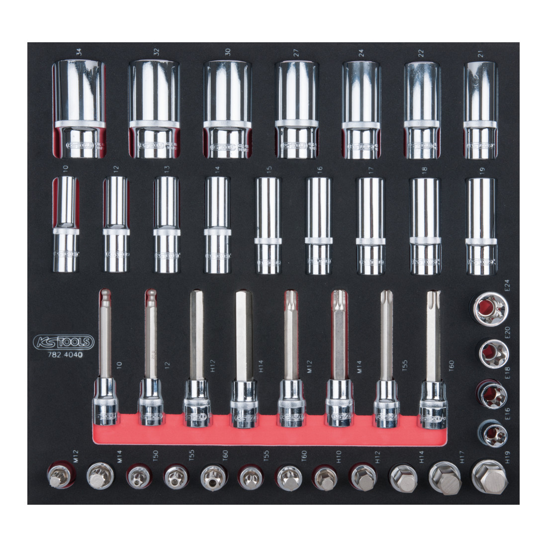 KS Tools Set di chiavi a bussola SCS CHROMEplus 1/2", 40pz. in modulo 2/3