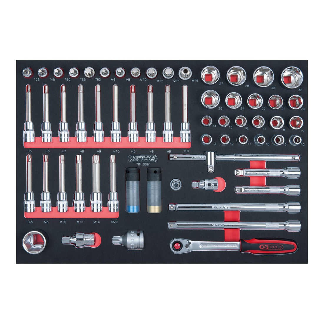 KS Tools Set di chiavi a bussola SCS CHROMEplus 1/2", 61pz. in modulo 1/1