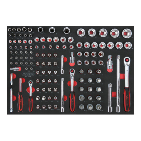 KS Tools Set di chiavi a bussola SCS CHROMEplus 1/4" + 3/8" + 1/2", 128pz. in modulo 1/1