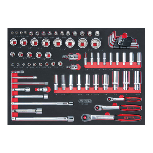 KS Tools Set di chiavi a bussola SCS CHROMEplus 1/4" + 3/8" + 1/2", 80pz. in modulo 1/1
