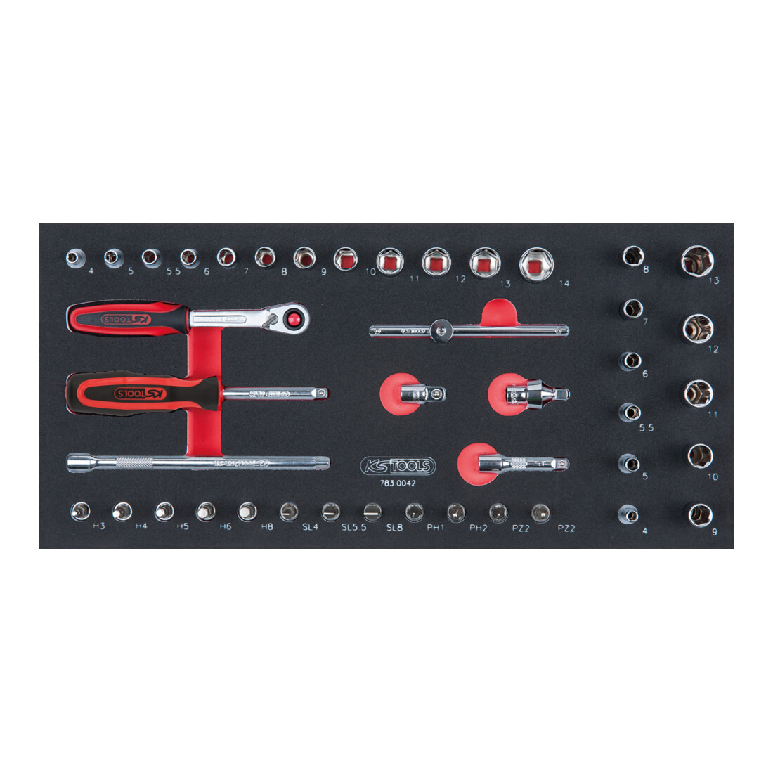KS Tools Set di chiavi a bussola SCS CHROMEplus 1/4", 42pz. in modulo 1/3
