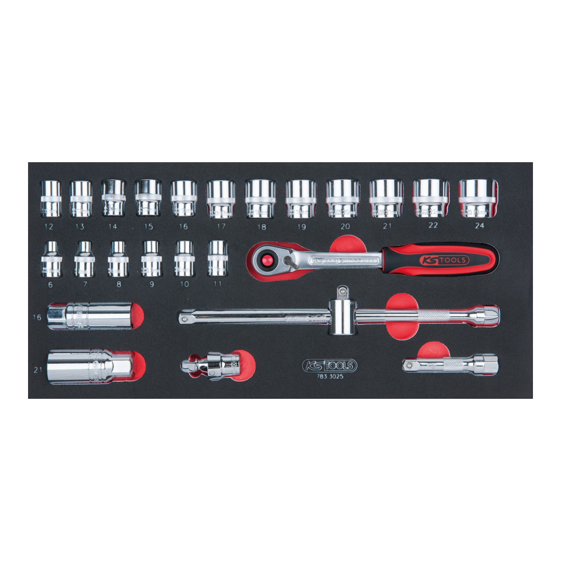 KS Tools Set di chiavi a bussola SCS CHROMEplus 3/8", 25pz. in modulo 1/3
