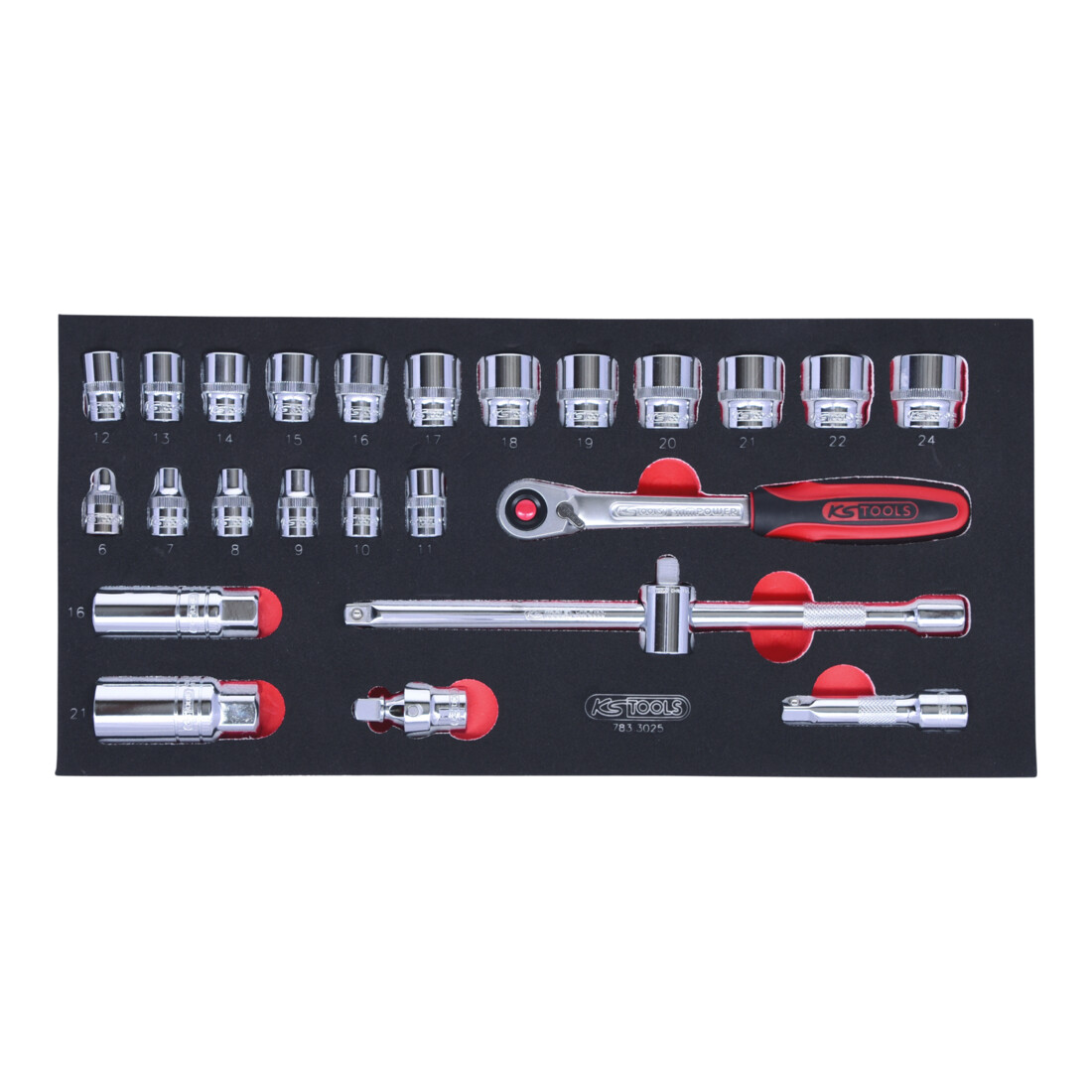 KS Tools Set di chiavi a bussola SCS CHROMEplus 3/8", 25pz. in modulo 1/3