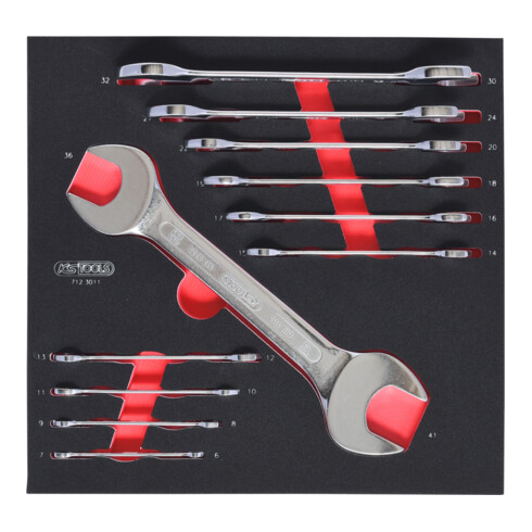 KS Tools Set di chiavi SCS  a forchetta doppia, 11pz. 6-41mm in modulo 2/3