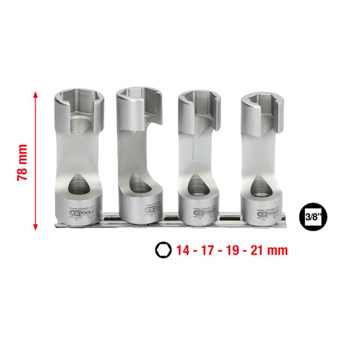 KS Tools Set di chiavi speciali 3/8" per tubi a iniezione, 4pz.