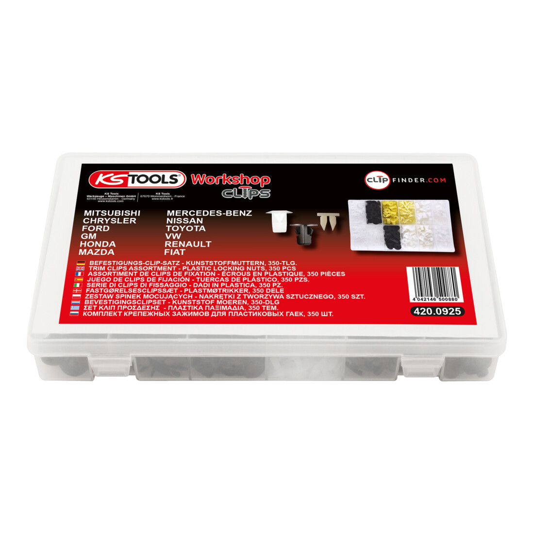 KS Tools Set di clip di fissaggio KS Tool - dadi in plastica, 350pz.