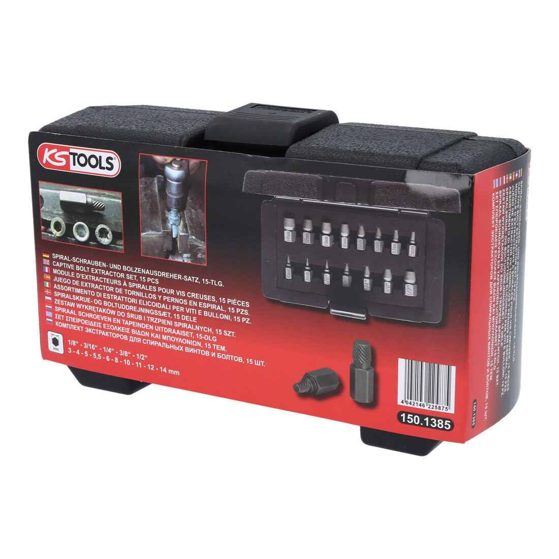 KS Tools Set di estrattori a spirale per viti e bulloni, 15pz.