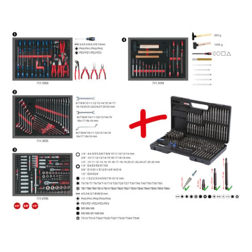 KS Tools Set di inserti sistema universale per 4 cassetti con 515 utensili premium