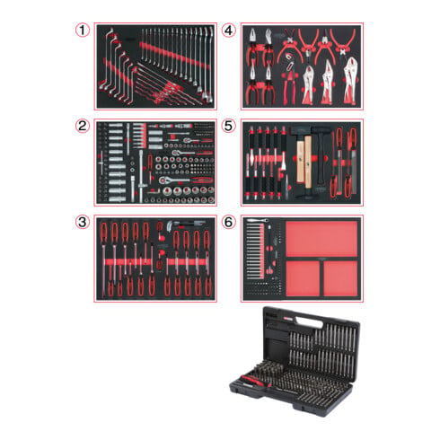 KS Tools Set di inserti sistema universale, per 6 cassetti con 598 utensili premium