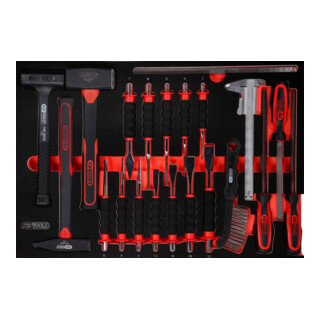 KS Tools Set di martelli, scalpelli e lime con inserto di espanso, 21pz.