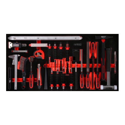 KS Tools Set di martelli, scalpelli e strumenti di misura, con inserto di espanso, 36pz.
