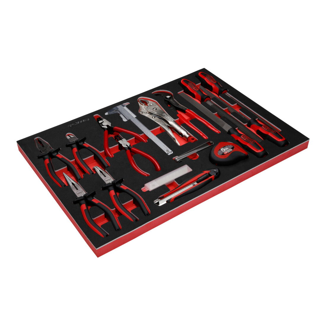 KS Tools Set di pinze e lime con inserto di espanso, 28pz.