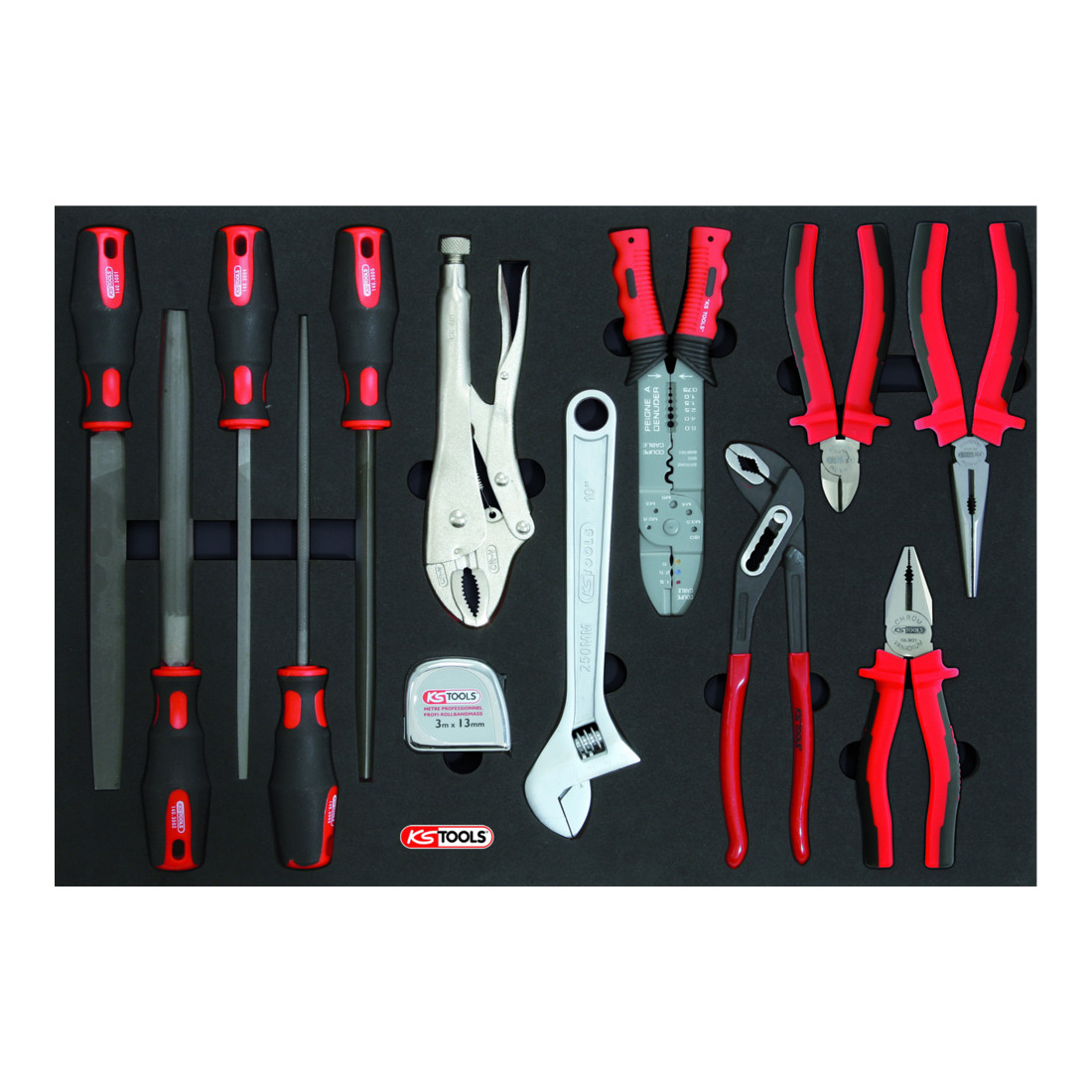 KS Tools Set di pinze e lime in modulo 1/1, 13pz.
