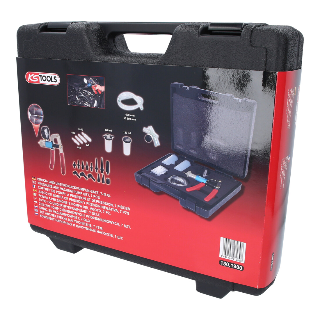 KS Tools Set di pompe a pressione e a vuoto per autoveicoli, 7pz.
