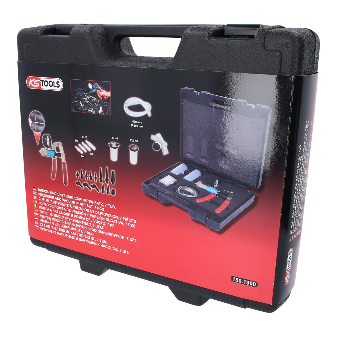 KS Tools Set di pompe a pressione e a vuoto per autoveicoli, 7pz.