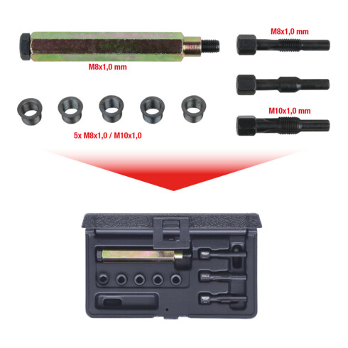 KS Tools Set di riparazione M8x1 per candelette, 9pz.