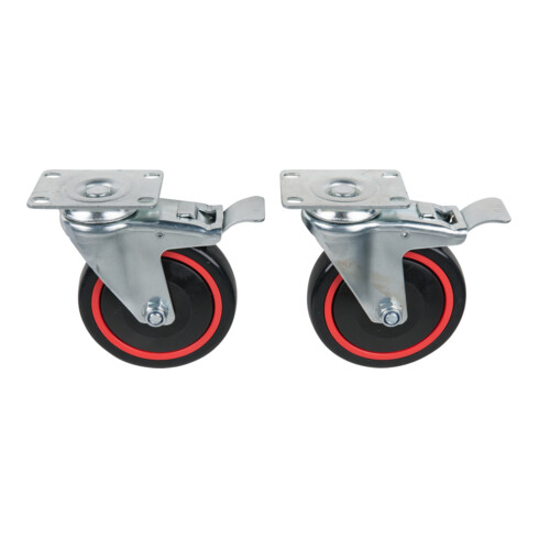 KS Tools Set di rotelle RACINGline con freno a rotazione e rotolamento, incl. viti