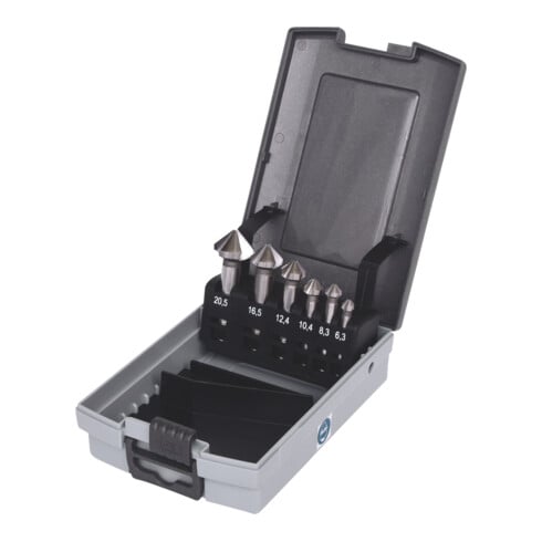 KS Tools Set di svasatori conici e di sbavatori HSS, valigetta in plastica, 6pz.