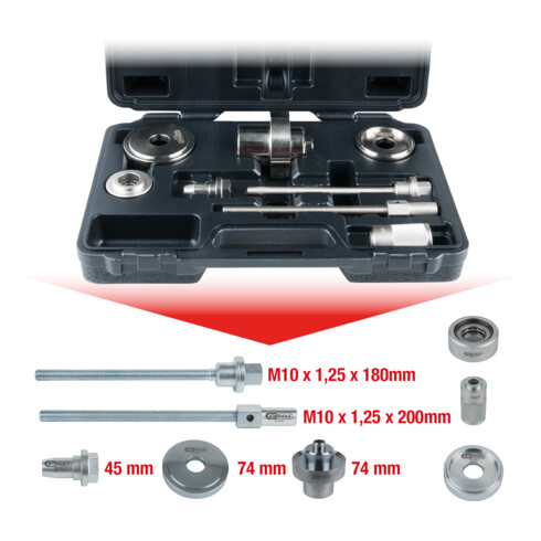 KS Tools Set di utensili per cuscinetti, staffa dell'assale anteriore VAG, 8pz.