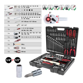 KS Tools Set di utensili universali CHROMEplus 1/4" +3/8" +1/2", 97pz.