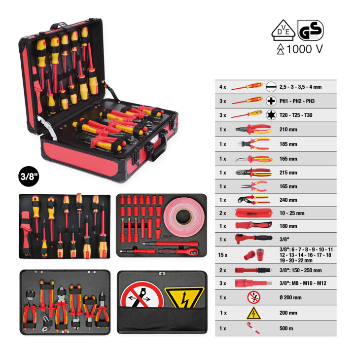 KS Tools Set d'outils isolés pour véhicules électriques et hybrides, 43 pcs.