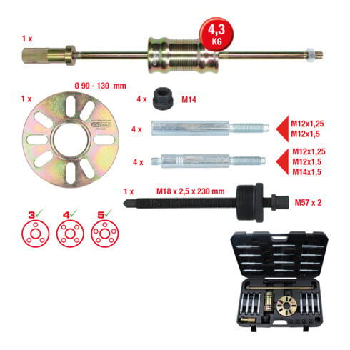 KS Tools Set estrattori universali per mozzi ruota e alberi trasmissione, 30pz.