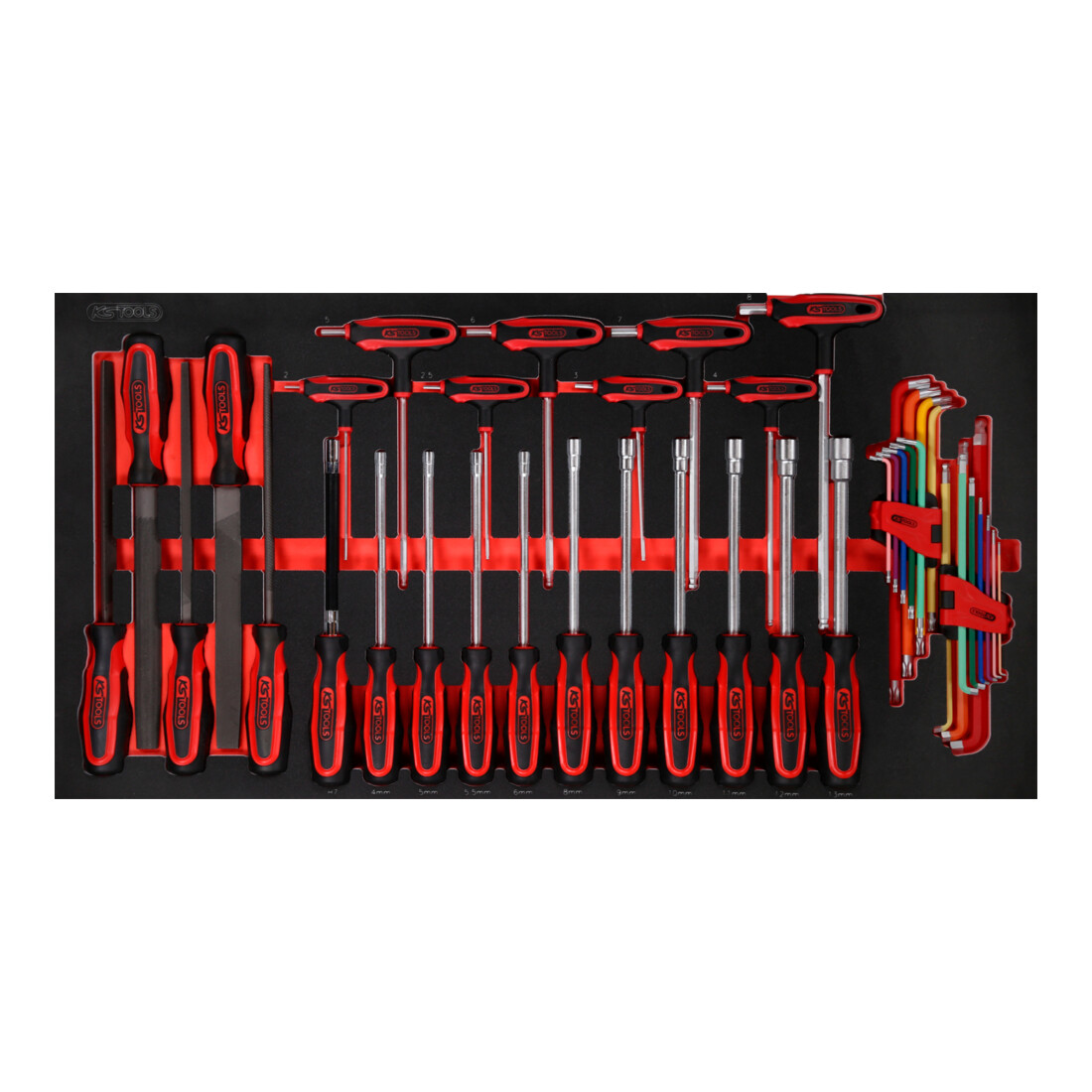 KS Tools Set giravite e lime con inserto di espanso, 42 pz