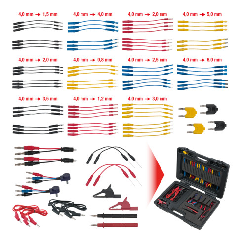 KS Tools Set master di cavi per diagnostica, controllo e misurazione 12/24V, 92pz.