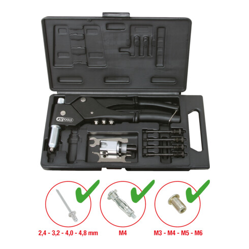 KS Tools Set per rivettatrice manuale universale, 10pz.