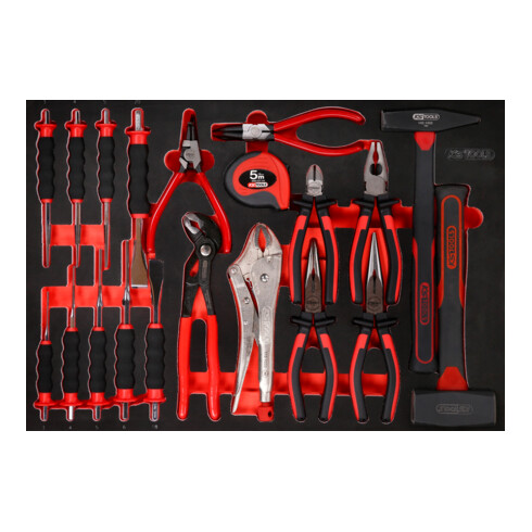 KS Tools Set pinze/martello/scalpello con inserto di espanso, 22pz.