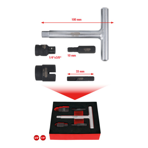 KS Tools Set profili speciali 1/4"+3/8" per tappi di scarico olio in plastica, 5pz.