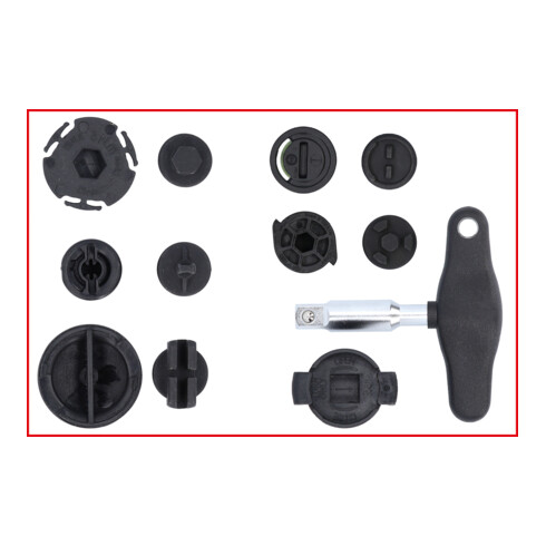 KS Tools Set profili speciali 3/8" per tappi scarico olio in plastica, 6pz.
