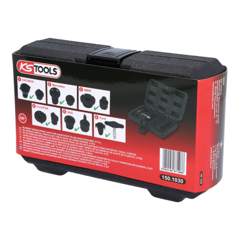 KS Tools Set profili speciali 3/8" per tappi scarico olio in plastica, 6pz.