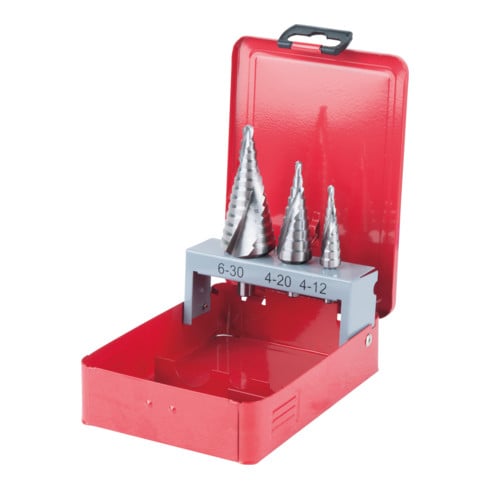 KS Tools Set punte trapano a 5 gradini HSS Co, cassetta in lamiera d'acciaio, 3pz.