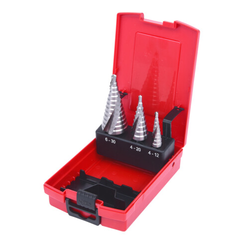 KS Tools Set punte trapano a 5 gradini HSS Co, valigetta in plastica, 3pz.