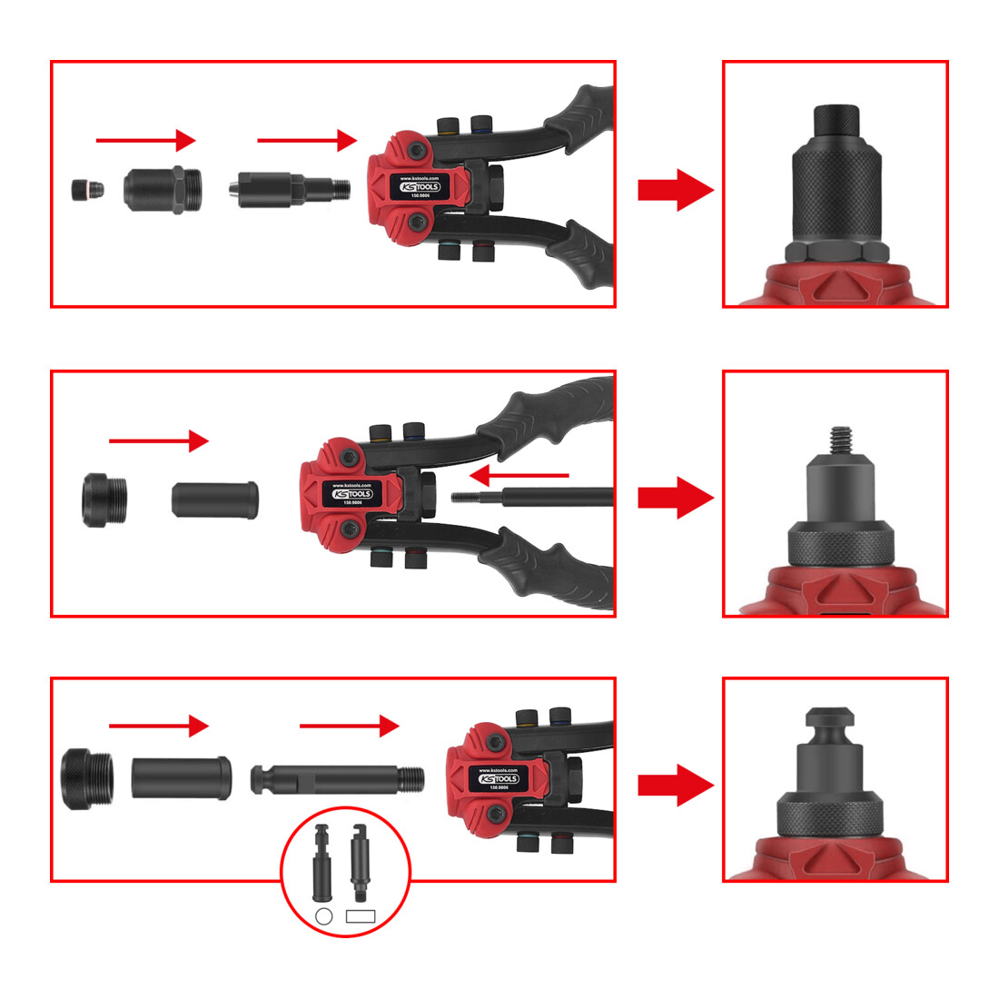 KS Tools Set rivettatrice 3in1 15pz.