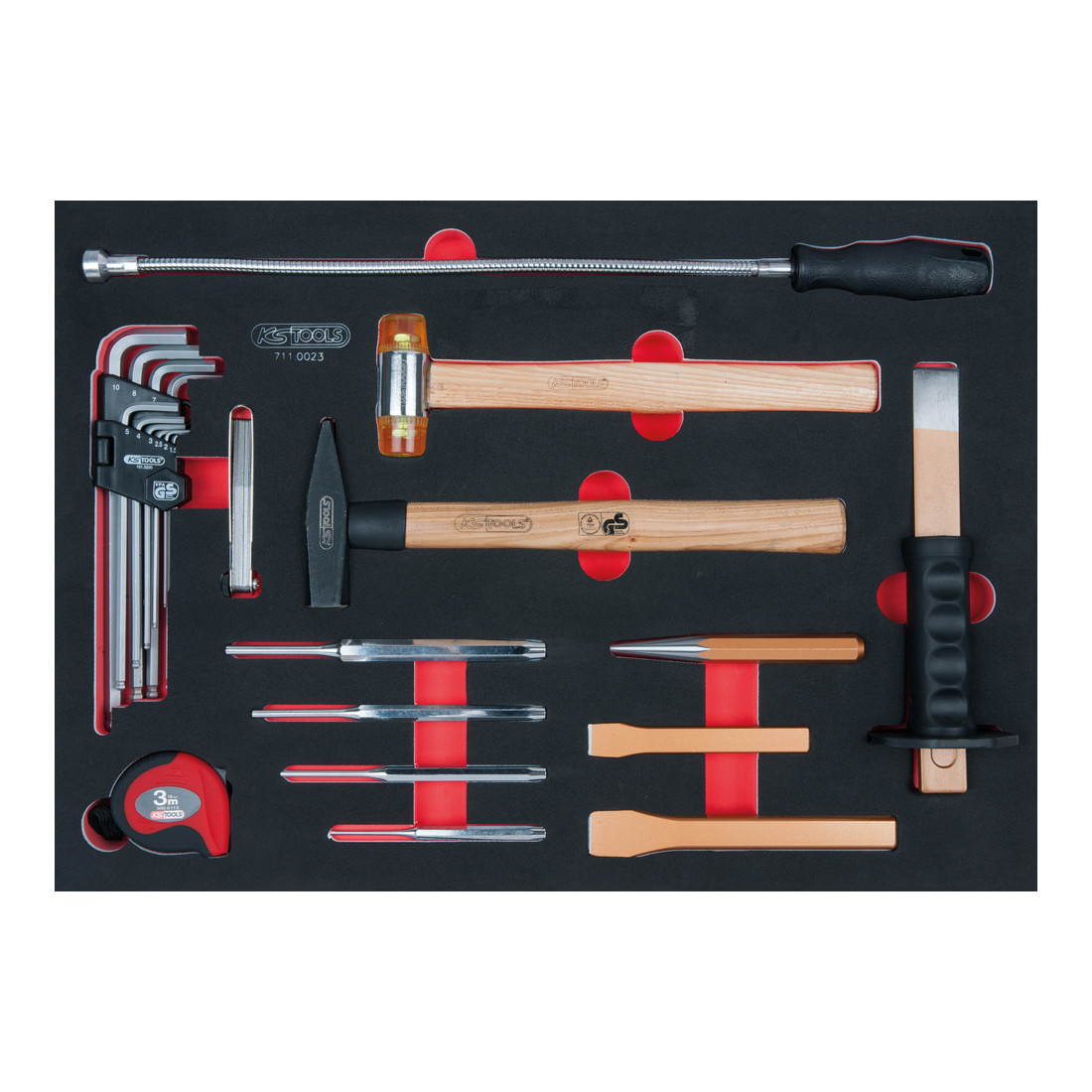 KS Tools Set SCS di martelli e chiavi maschio piegate, 23pz. in modulo 1/1