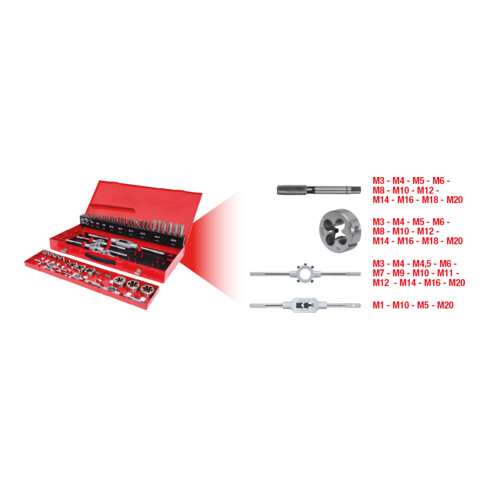 KS Tools Set utensili per filettare HSS, 54pz.