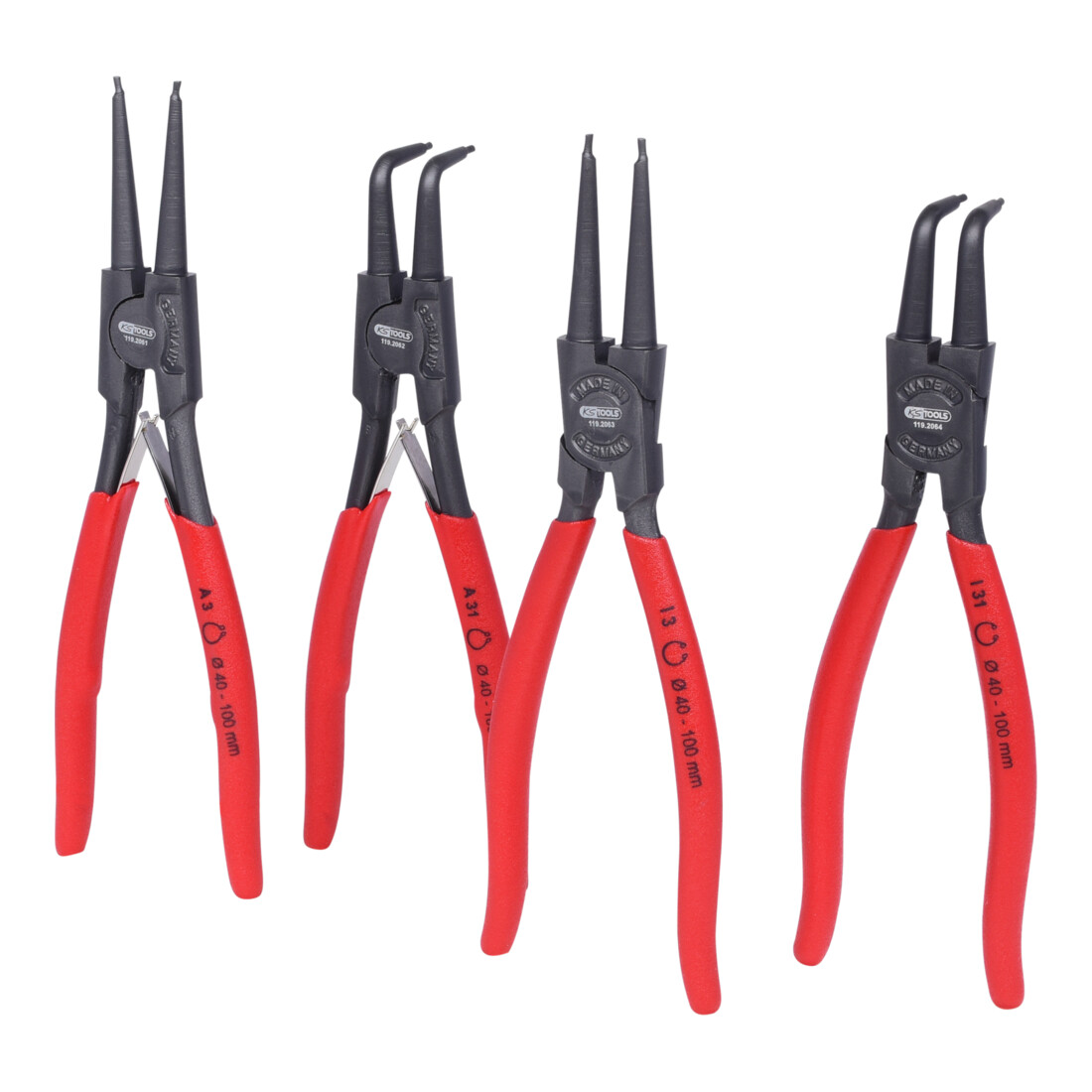 KS Tools Sicherungszangen-Satz, 40-100 mm, 4-teilig